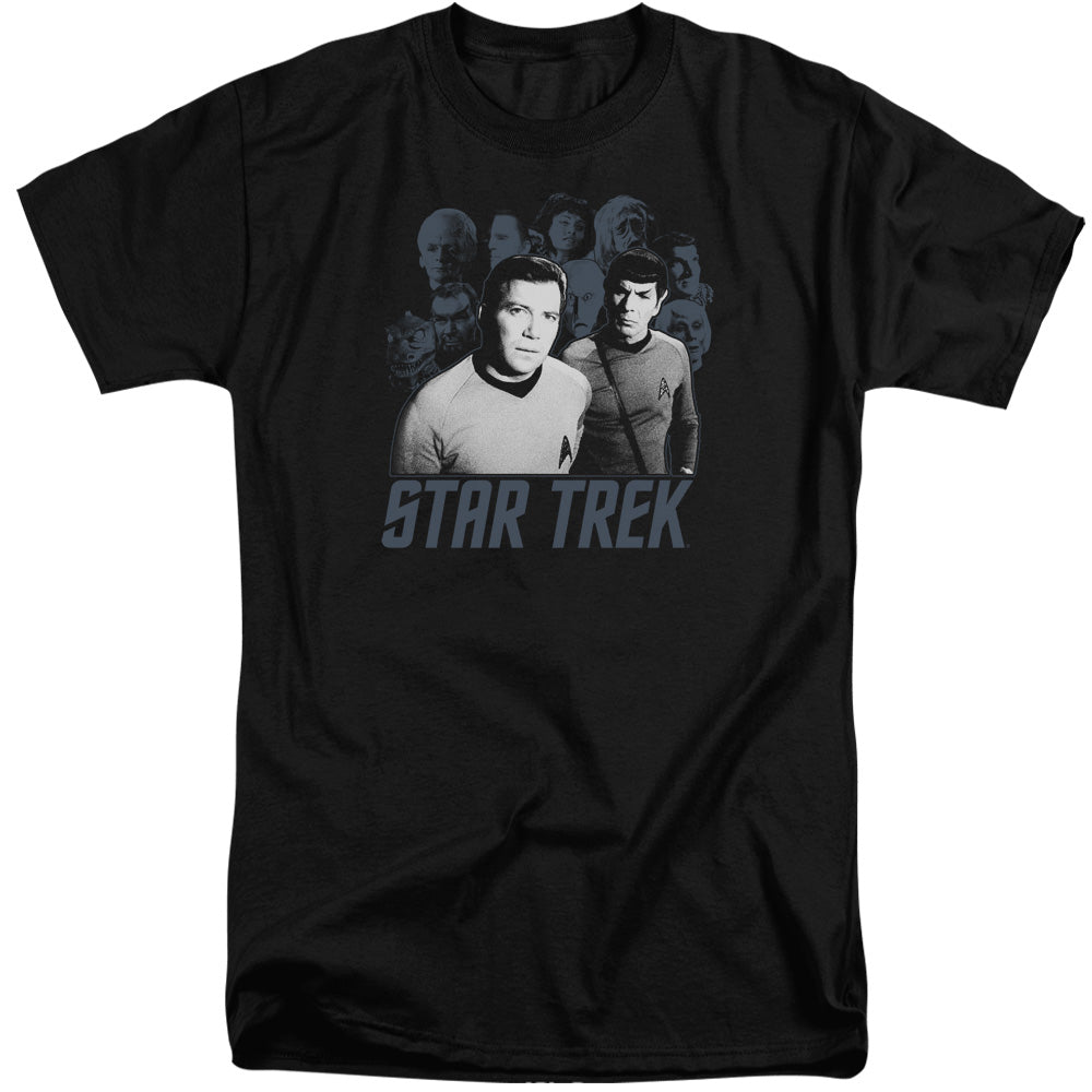 Star Trek/kirk Spock And Company-s/s Adult Tall-black