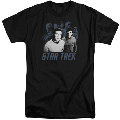Star Trek/kirk Spock And Company-s/s Adult Tall-black
