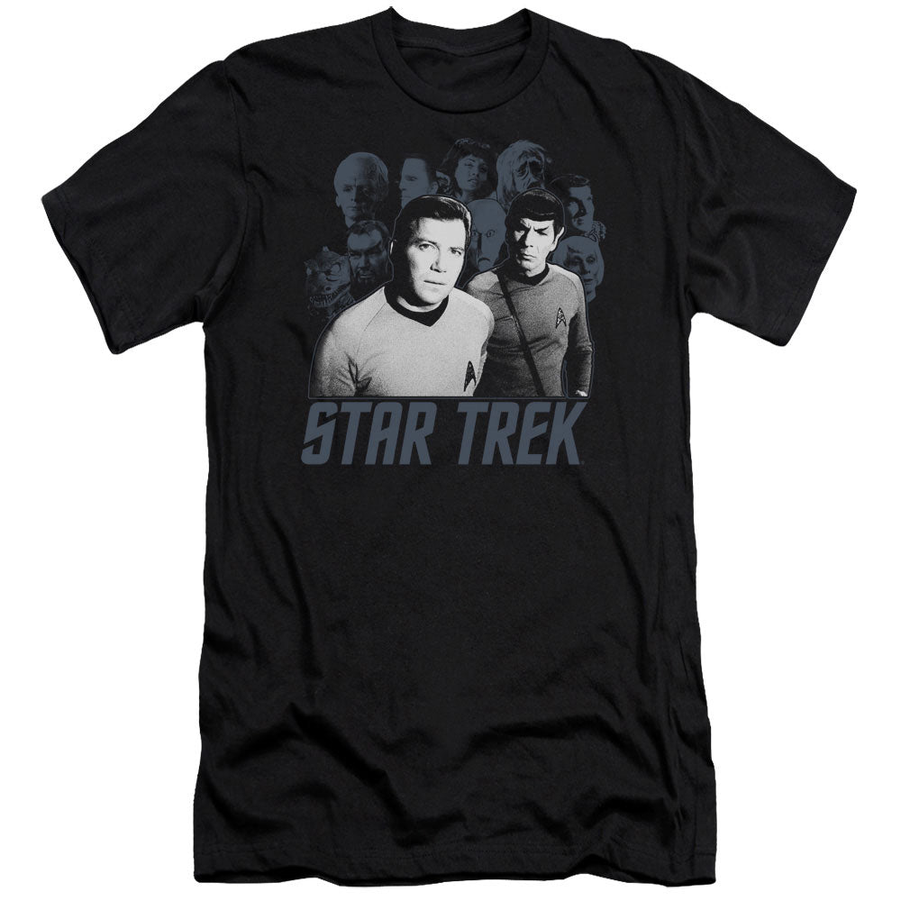 Star Trek/kirk Spock And Company - S/s Adult 30/1 - Black