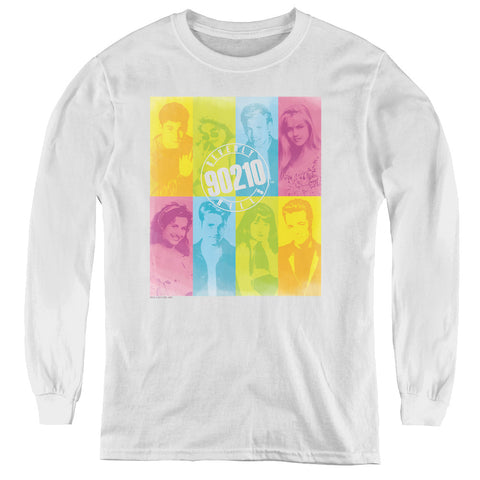 90210/color Block Of Friends - Youth Long Sleeve Tee - White