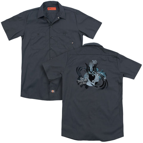Twilight Zone/last Man On Earth (back Print) - Adult Work Shirt - Charcoal