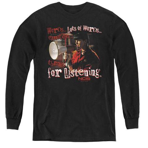 Ncis/thanks For Listening - Youth Long Sleeve Tee - Black