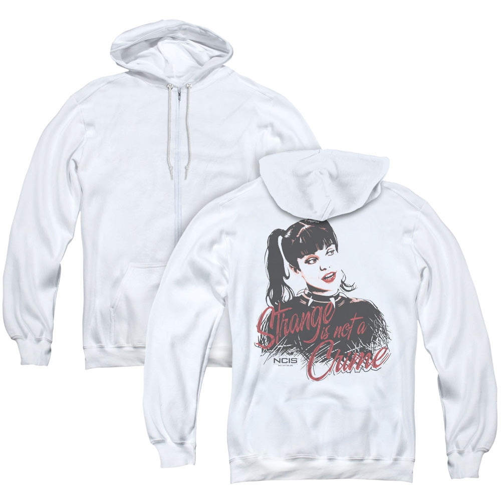 Ncis/strange Is Not A Crime (back Print) - Adult Zipper Hoodie - White