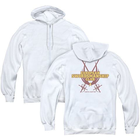 Star Trek/swordsmanship Club (back Print) - Adult Zipper Hoodie - White