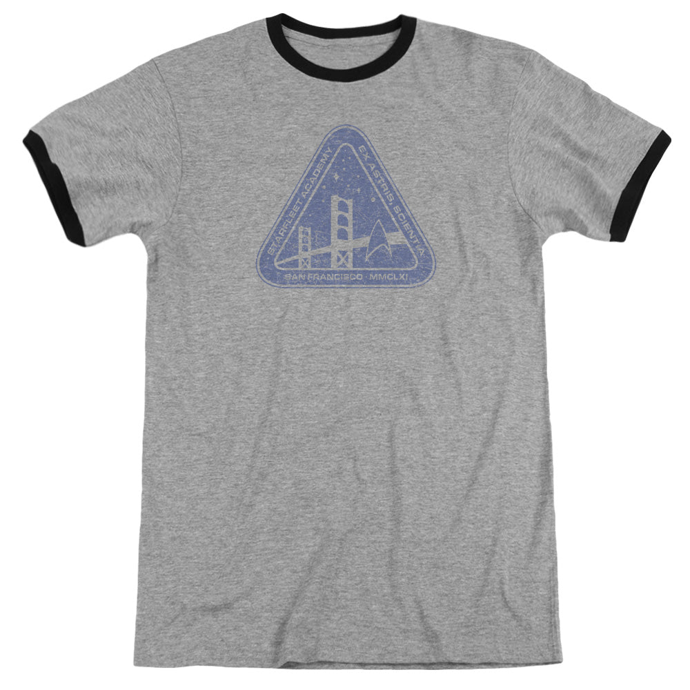 Star Trek/distressed Logo - Adult Ringer - Heather/black