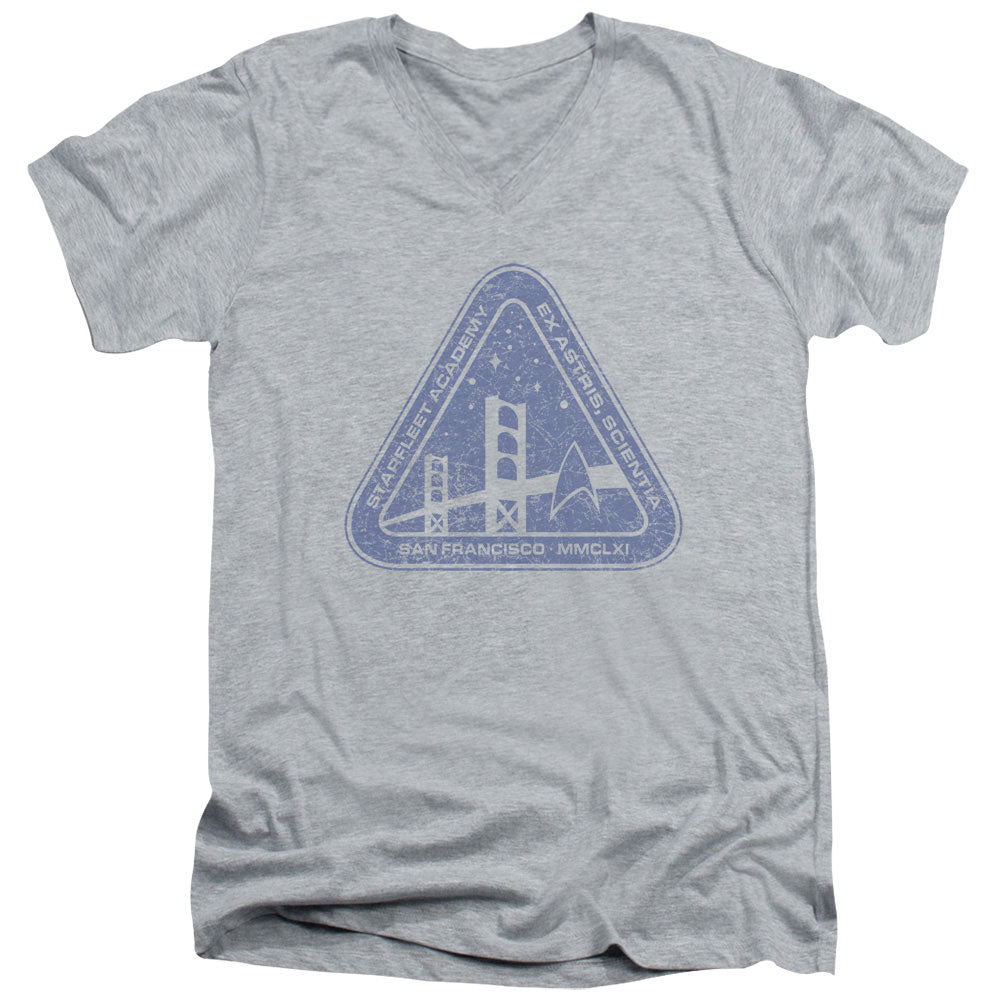 Star Trek/distressed Logo - S/s Adult V-neck - Athletic Heather