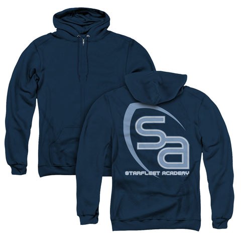Star Trek/sa Logo (back Print) - Adult Zipper Hoodie - Navy