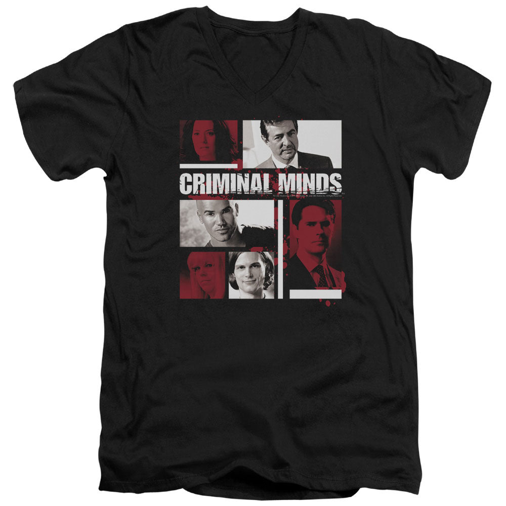 Criminal Minds/character Boxes - S/s Adult V-neck - Black