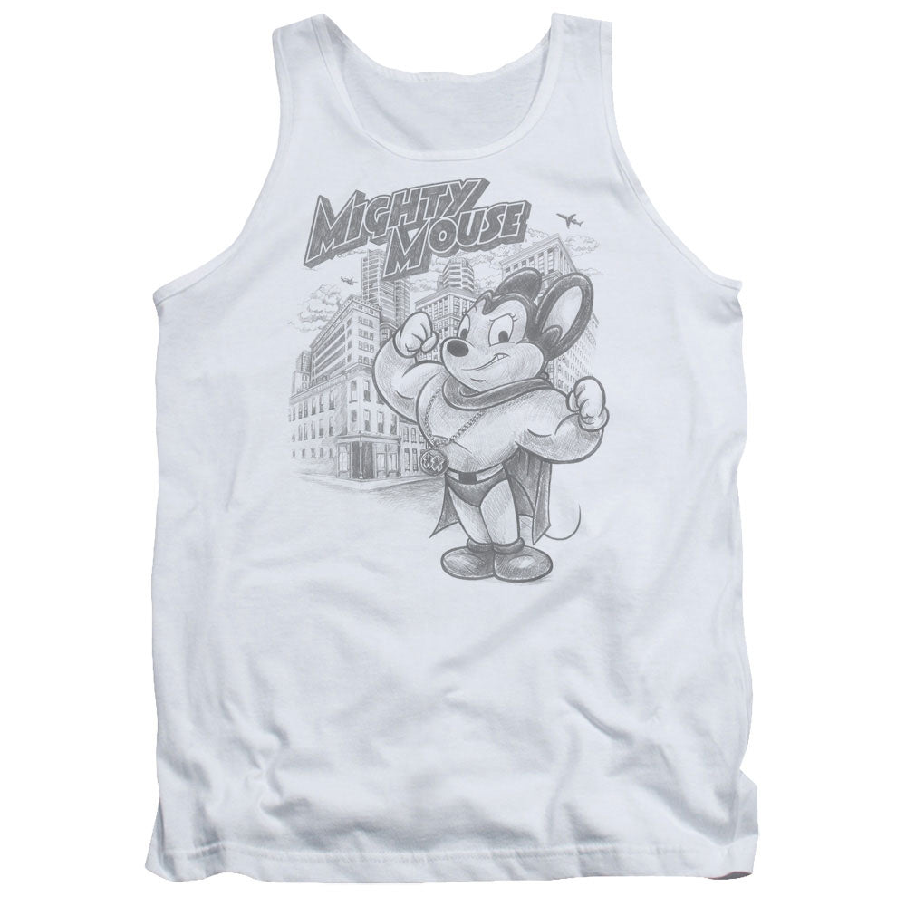 Mighty Mouse/protect And Serve - Adult Tank - White