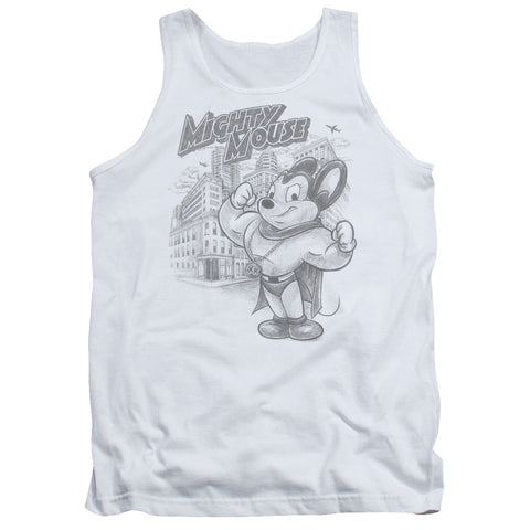 Mighty Mouse/protect And Serve - Adult Tank - White