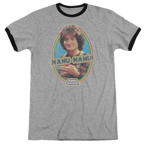 Mork & Mindy/nanu Nanu - Adult Ringer - Heather/black