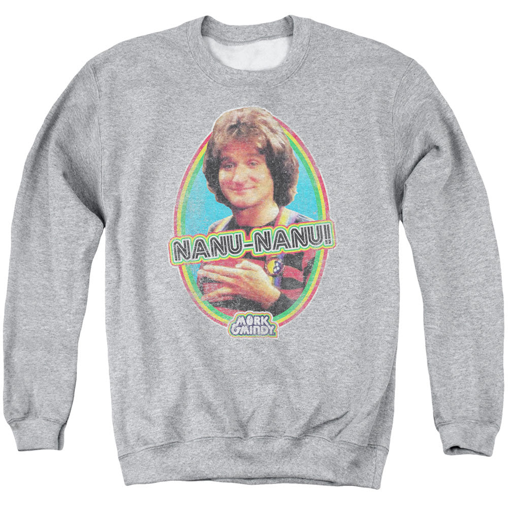 Mork & Mindy/nanu Nanu - Adult Crewneck Sweatshirt - Athletic Heather