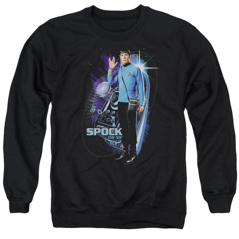 Star Trek/galactic Spock - Adult Crewneck Sweatshirt - Black