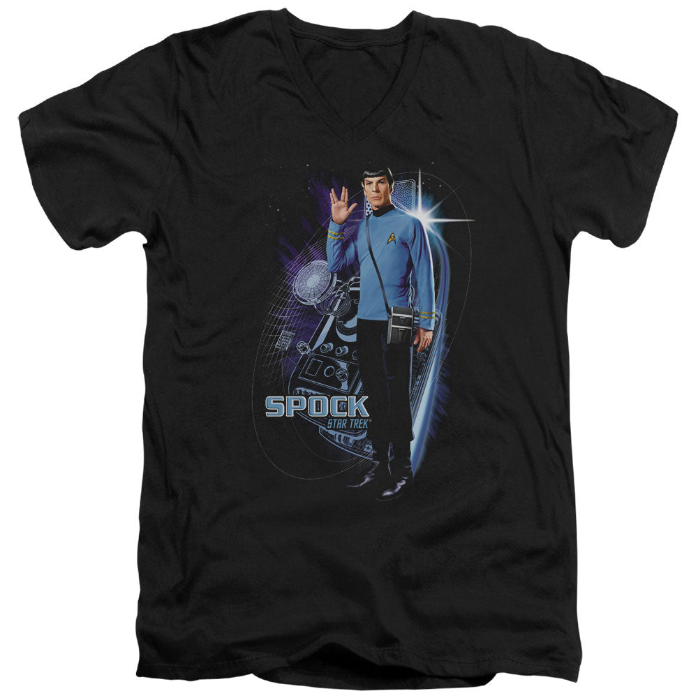 Star Trek/galactic Spock - S/s Adult V-neck - Black