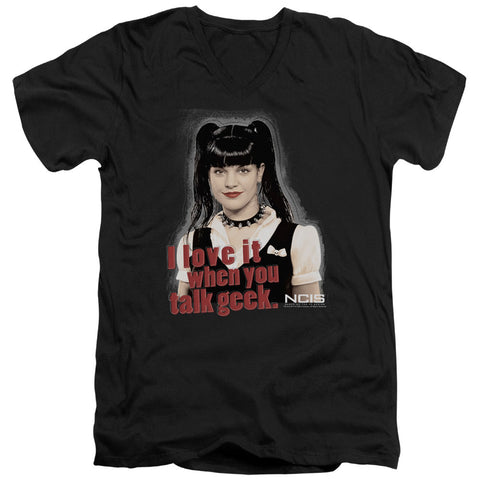 Ncis/geek Talk - S/s Adult V-neck - Black