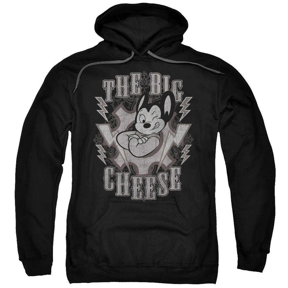 Mighty Mouse/the Big Cheese-adult Pull-over Hoodie-black
