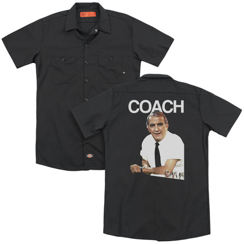 Cheers/coach (back Print) - Adult Work Shirt - Black