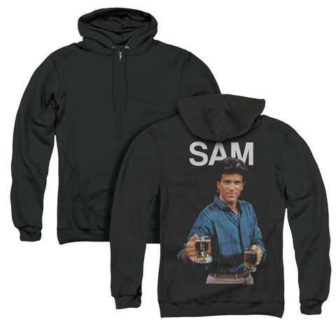 Cheers/sam (back Print) - Adult Zipper Hoodie - Black