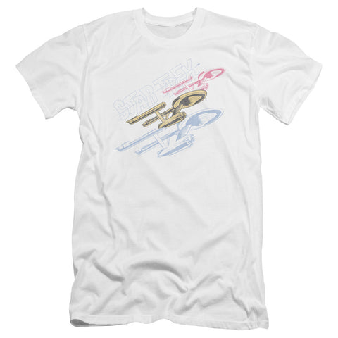 Star Trek/retro Tri Enterprise-premuim Canvas Adult Slim Fit 30/1-white