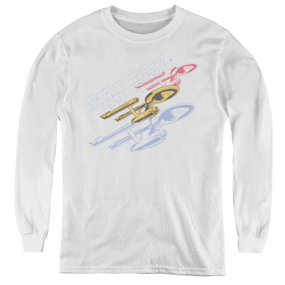 Star Trek/retro Tri Enterprise - Youth Long Sleeve Tee - White