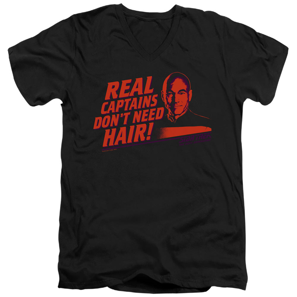 Star Trek/real Captain - S/s Adult V-neck - Black