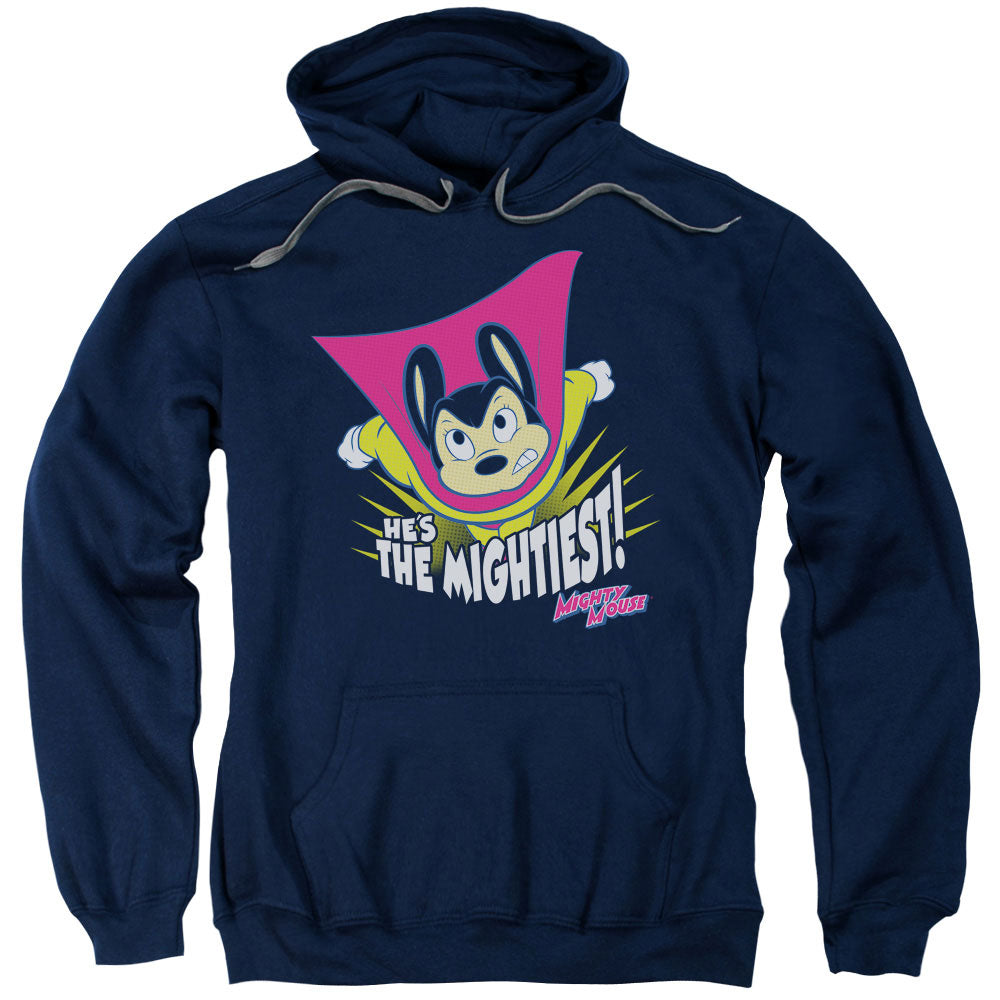 Mighty Mouse/the Mightiest-adult Pull-over Hoodie-navy