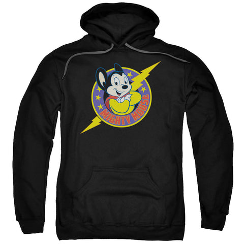 Mighty Mouse/mighty Hero-adult Pull-over Hoodie-black