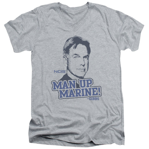 Ncis/man Up - S/s Adult V-neck - Athletic Heather