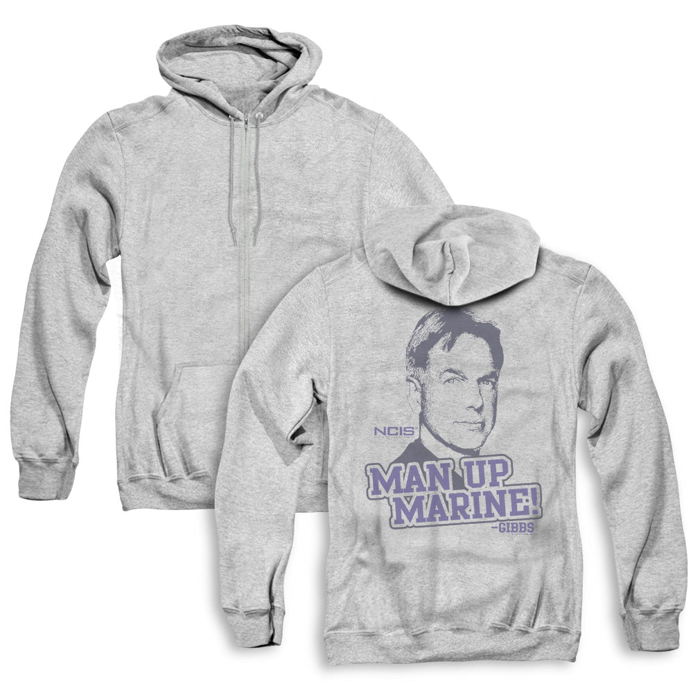 Ncis/man Up (back Print) - Adult Zipper Hoodie - Athletic Heather