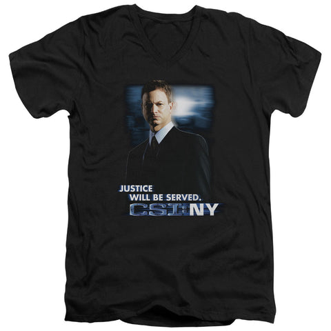 Csi:ny/justice Served - S/s Adult V-neck - Black
