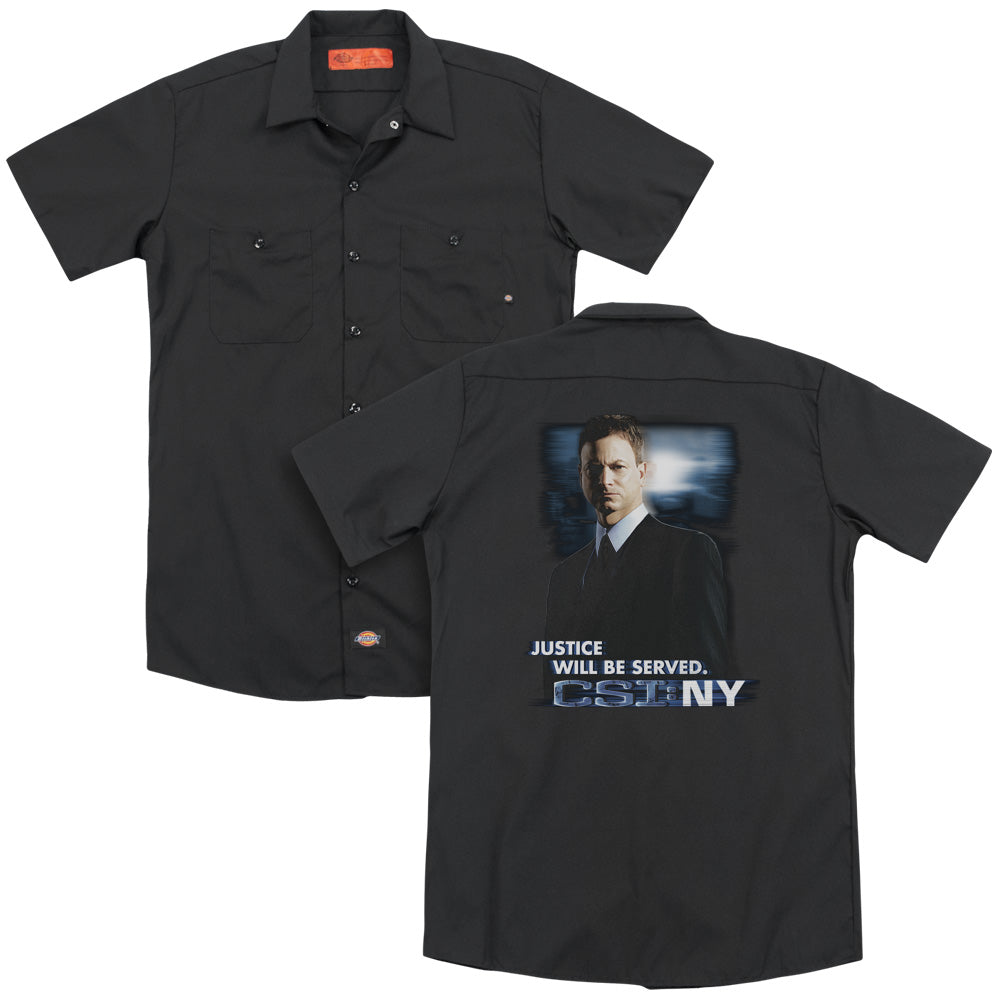Csi:ny/justice Served (back Print) - Adult Work Shirt - Black