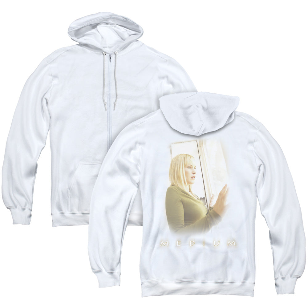 Medium/white Light (back Print) - Adult Zipper Hoodie - White