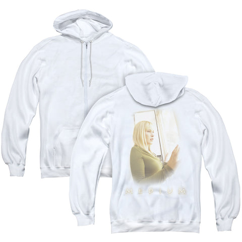 Medium/white Light (back Print) - Adult Zipper Hoodie - White