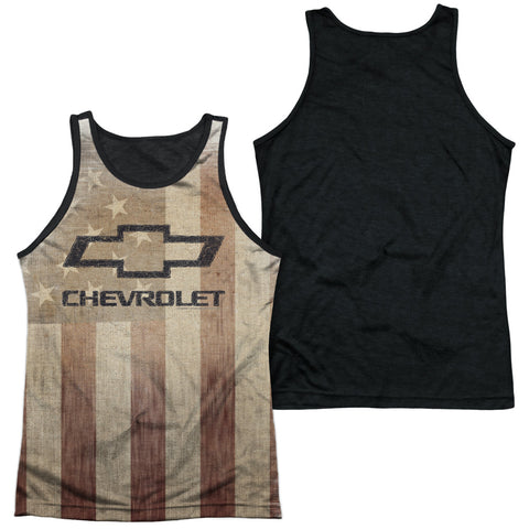 Chevrolet/american Pride-adult Poly Tank Top Black Back-white