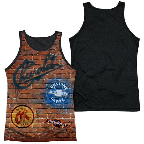 Chevrolet/chevy Shop Wall-adult Poly Tank Top Black Back-white