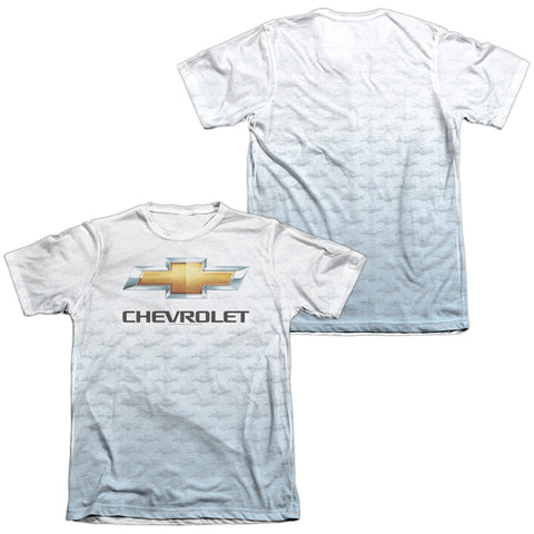Chevrolet/heartbeat Road (front/back Print)-adult Poly/cotton S/s Tee-white