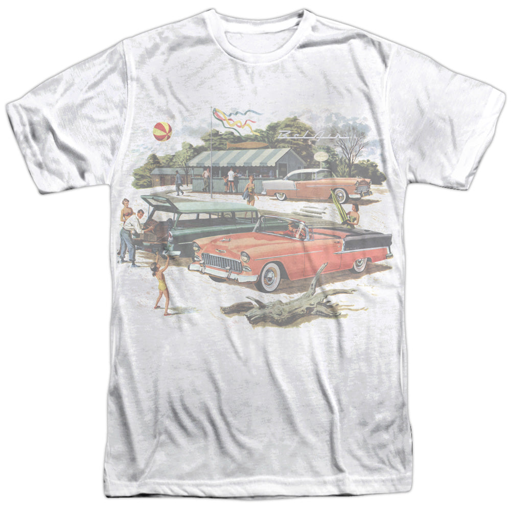 Chevrolet/washed Out-s/s Adult Poly Crew-white
