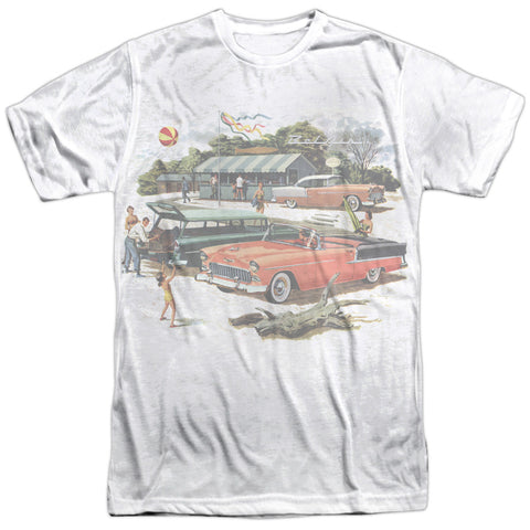 Chevrolet/washed Out-s/s Adult Poly Crew-white