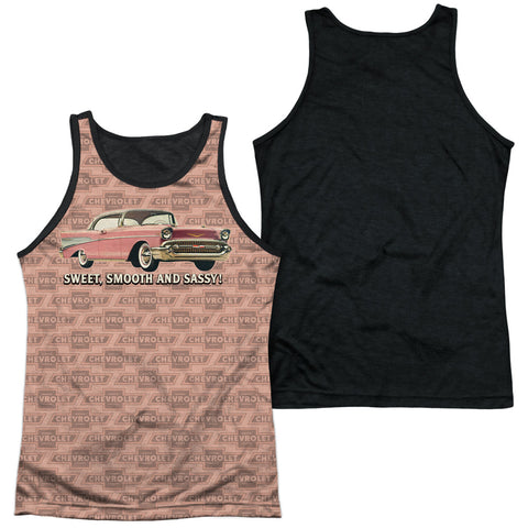 Chevrolet/pink And Black Days-adult Poly Tank Top Black Back-white