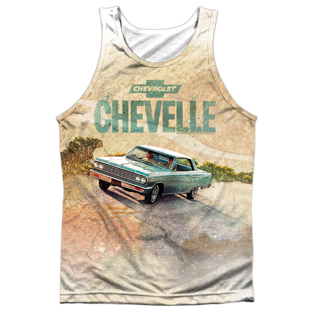 Chevrolet/winding Road-adult Poly Tank Top-white