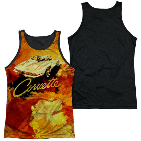Chevrolet/painted Sting Ray-adult Poly Tank Top Black Back-white