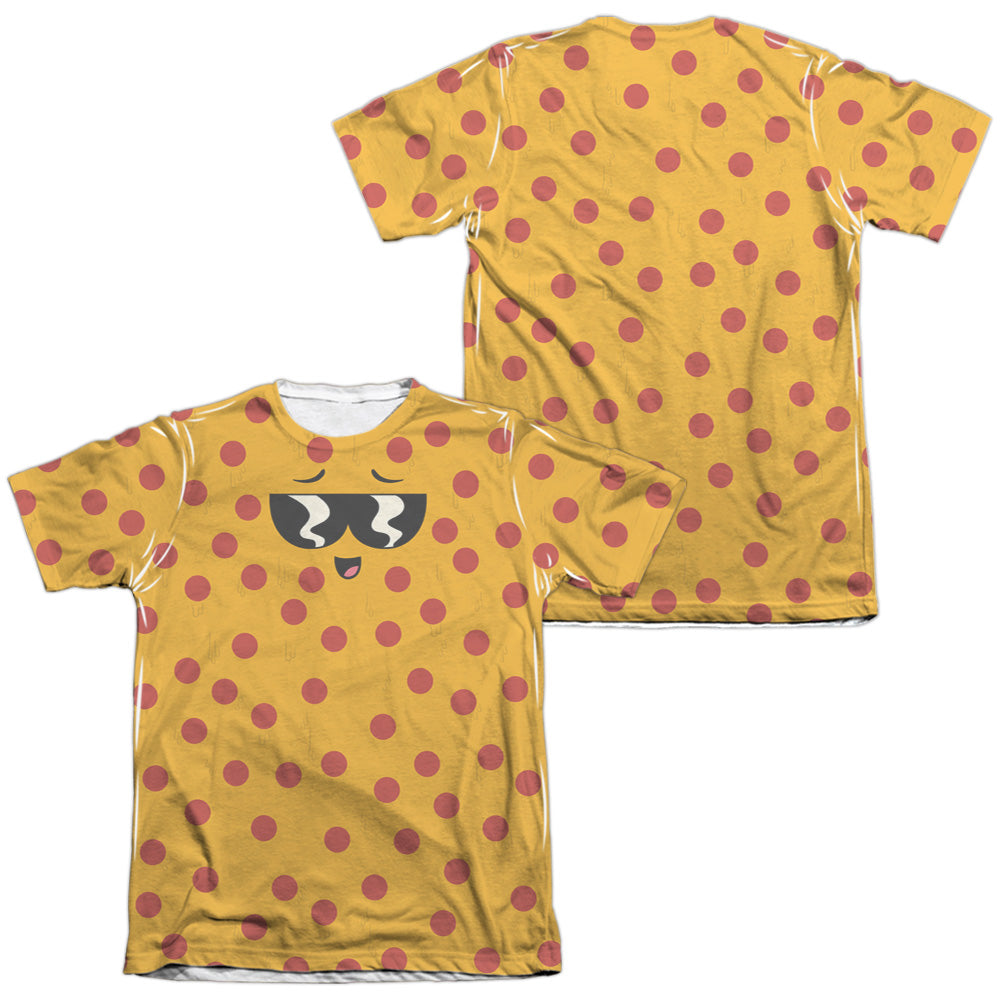 Uncle Grandpa/pizza Face (front/back Print)-adult Poly/cotton S/s Tee-white