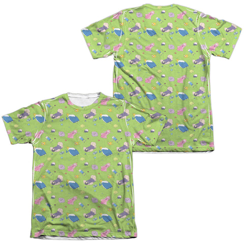 Adventure Time/green Fields (front/back Print)-adult Poly/cotton S/s Tee-white