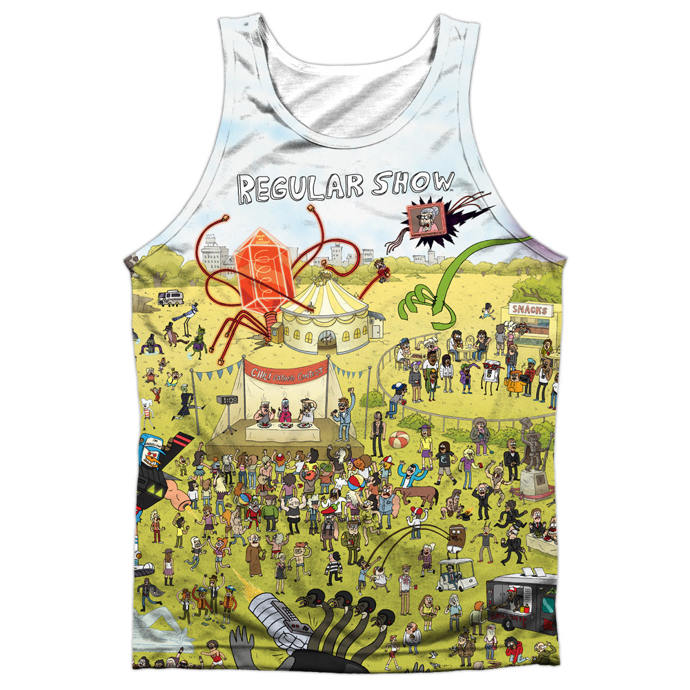 Regular Show/group Shot-adult Poly Tank Top-white