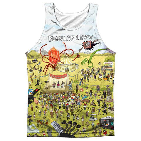 Regular Show/group Shot-adult Poly Tank Top-white