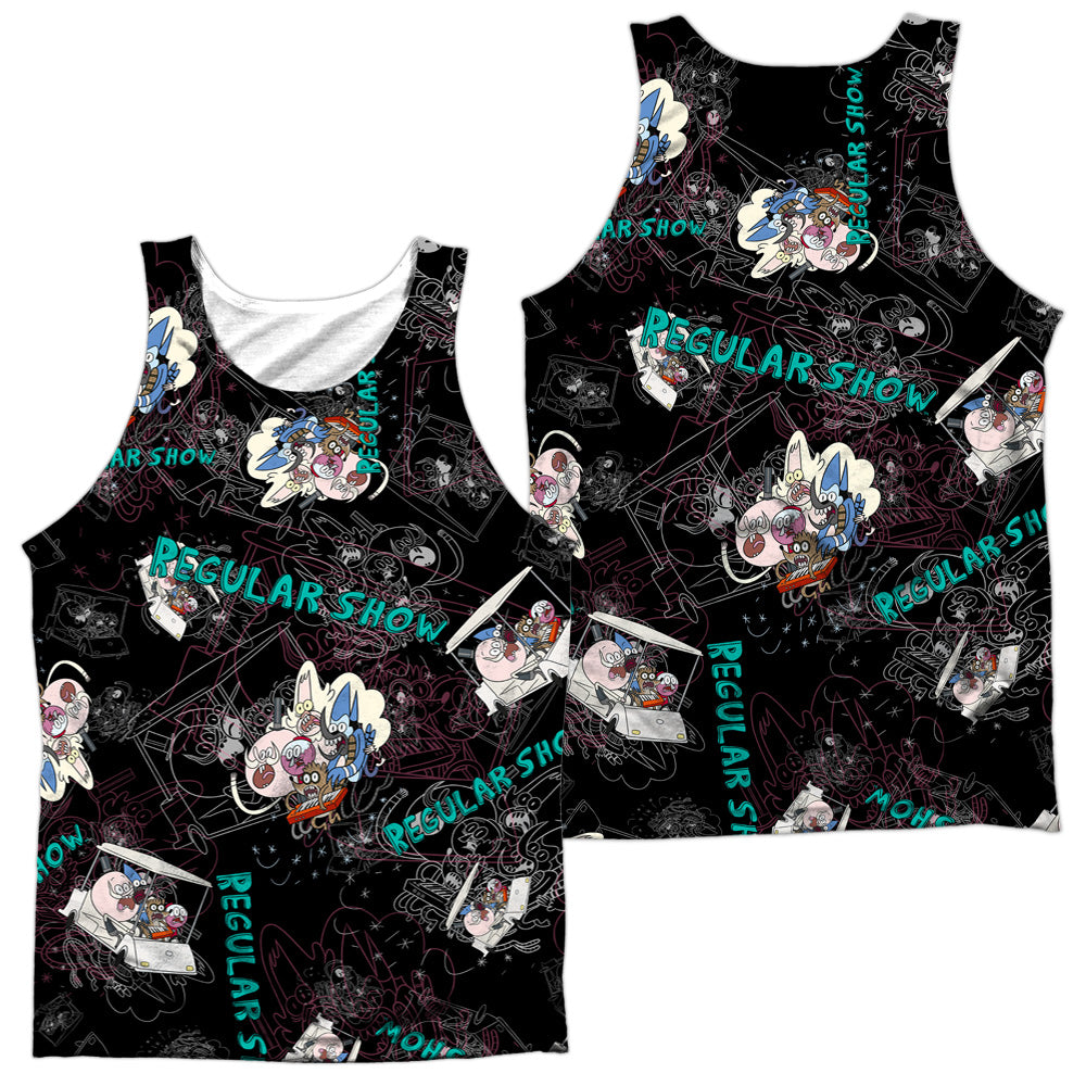 Regular Show/golf Cart Ride (front/back Print)-adult Poly Tank Top-white