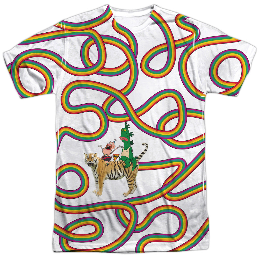 Uncle Grandpa/rainbows-s/s Adult Poly Crew-white