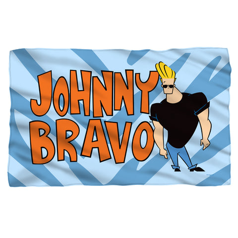 Johnny Bravo/logo-fleece Blanket-white