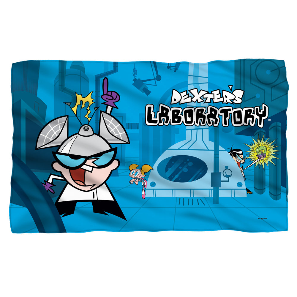 Dexters Lab/lab-fleece Blanket-white