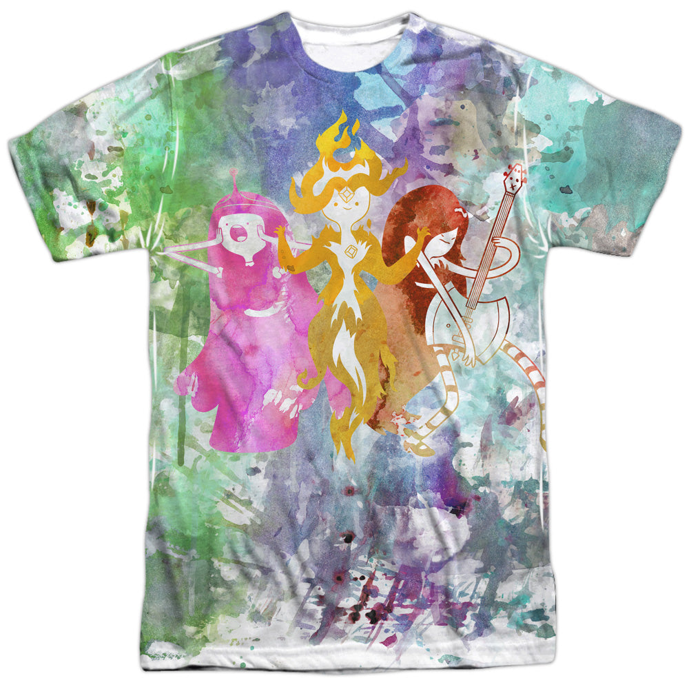 Adventure Time/three Ladies-s/s Adult Poly Crew-white